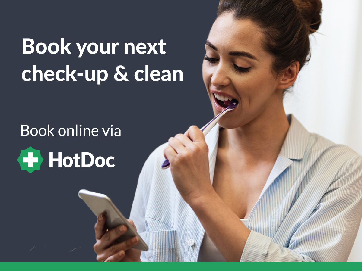 Book your next checkup and clean, online via HotDoc.